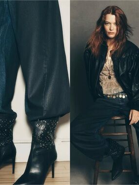 NWT $158 Anthropologie x Pilcro Dark Blue High-Rise Balloon Jeans 23 TALL